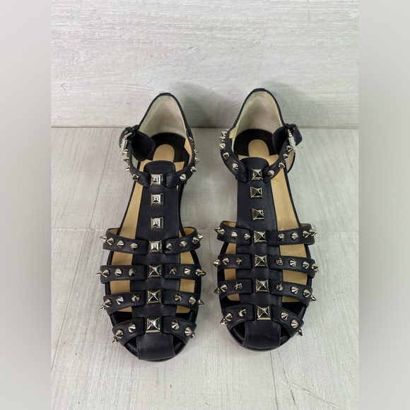 Christian Louboutin LoubiClou Studded Caged Leather Gladiator Sandals Sz 37.5 - Picture 6 of 14